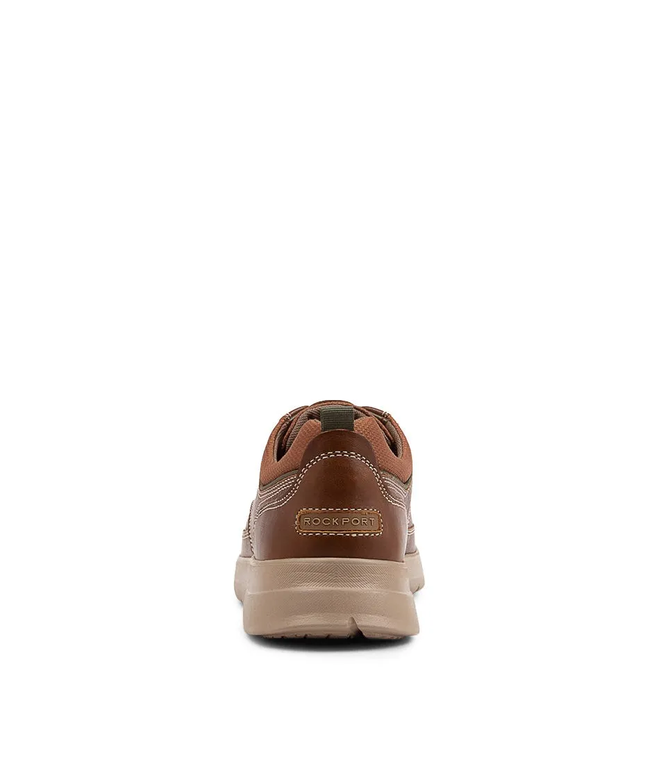 ROCKPORT Truflex Cayden Catechu Wood Leather Sneakers