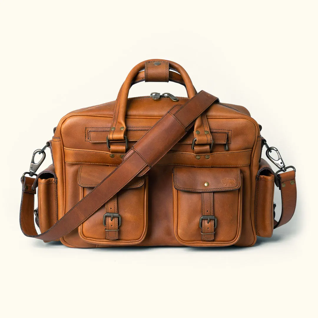 Roosevelt Buffalo Leather Pilot Bag | Amber Brown