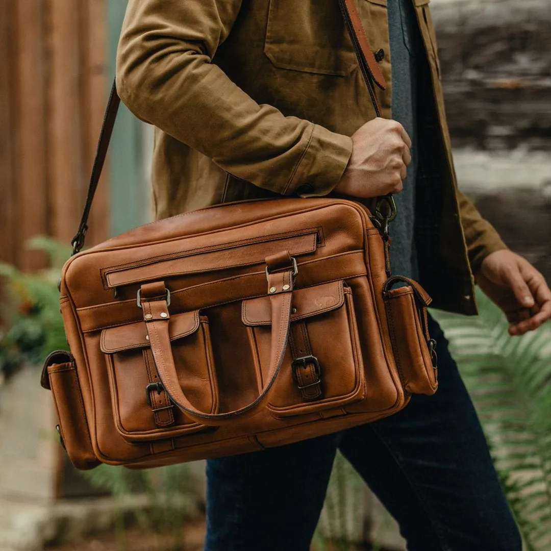 Roosevelt Buffalo Leather Pilot Bag | Amber Brown