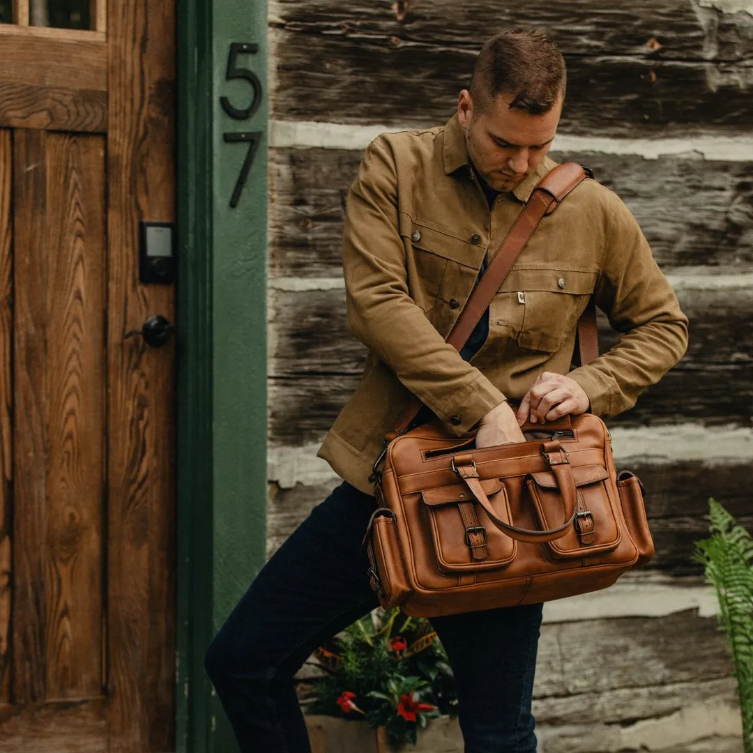 Roosevelt Buffalo Leather Pilot Bag | Amber Brown