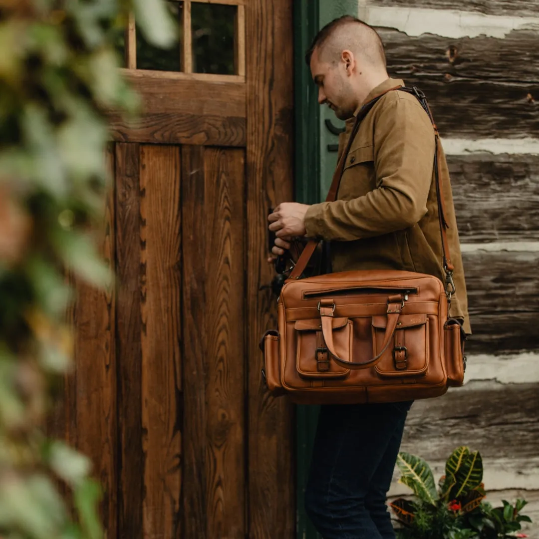 Roosevelt Buffalo Leather Pilot Bag | Amber Brown