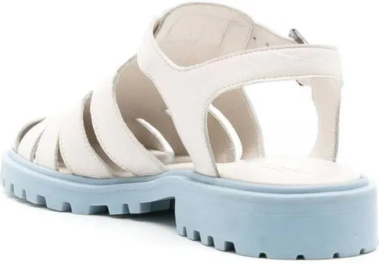 Sarah Chofakian cut-out detailed leather sandals White