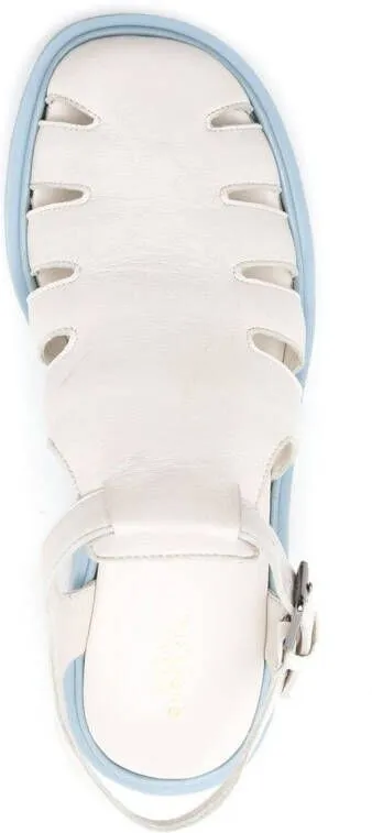 Sarah Chofakian cut-out detailed leather sandals White