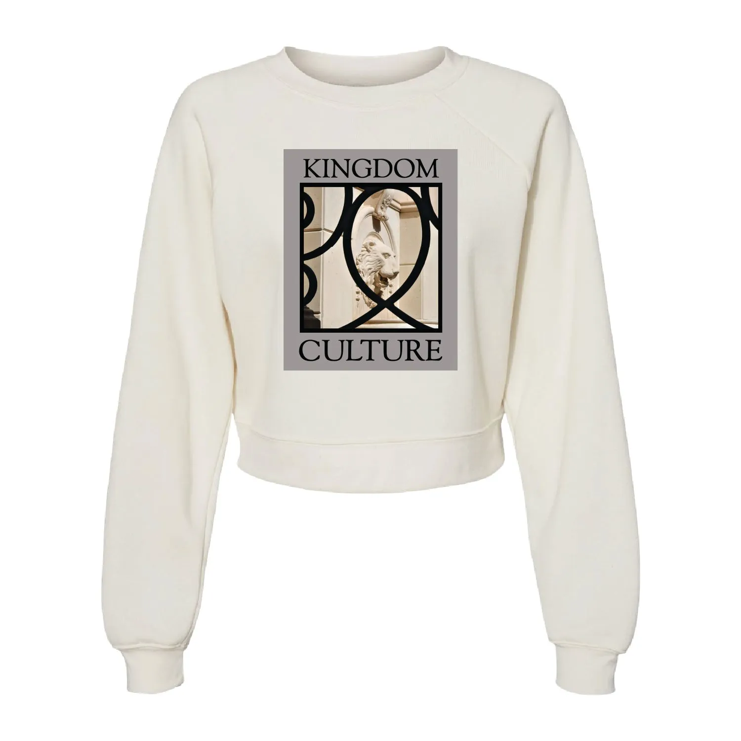 Scriptique Art Kingdom Culture Women's Cropped Raglan Pullover Fleece