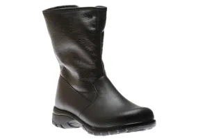 Shield Black Leather Mid-Calf Winter Boot