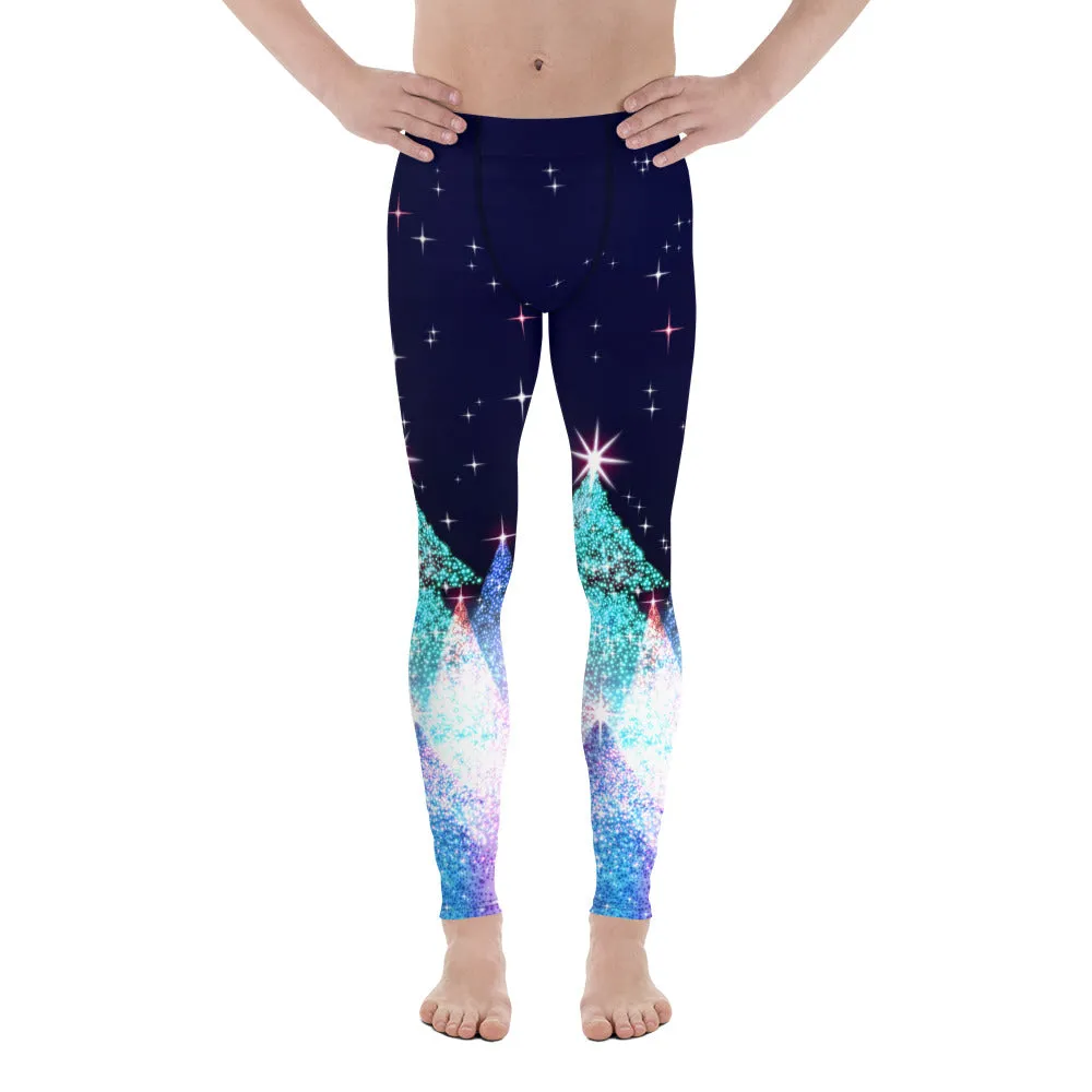 Shimmery Christmas Tree Print Men's Leggings