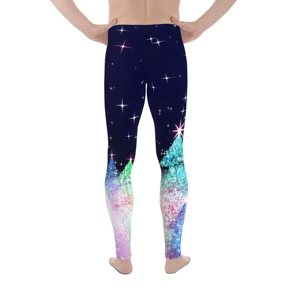 Shimmery Christmas Tree Print Men's Leggings