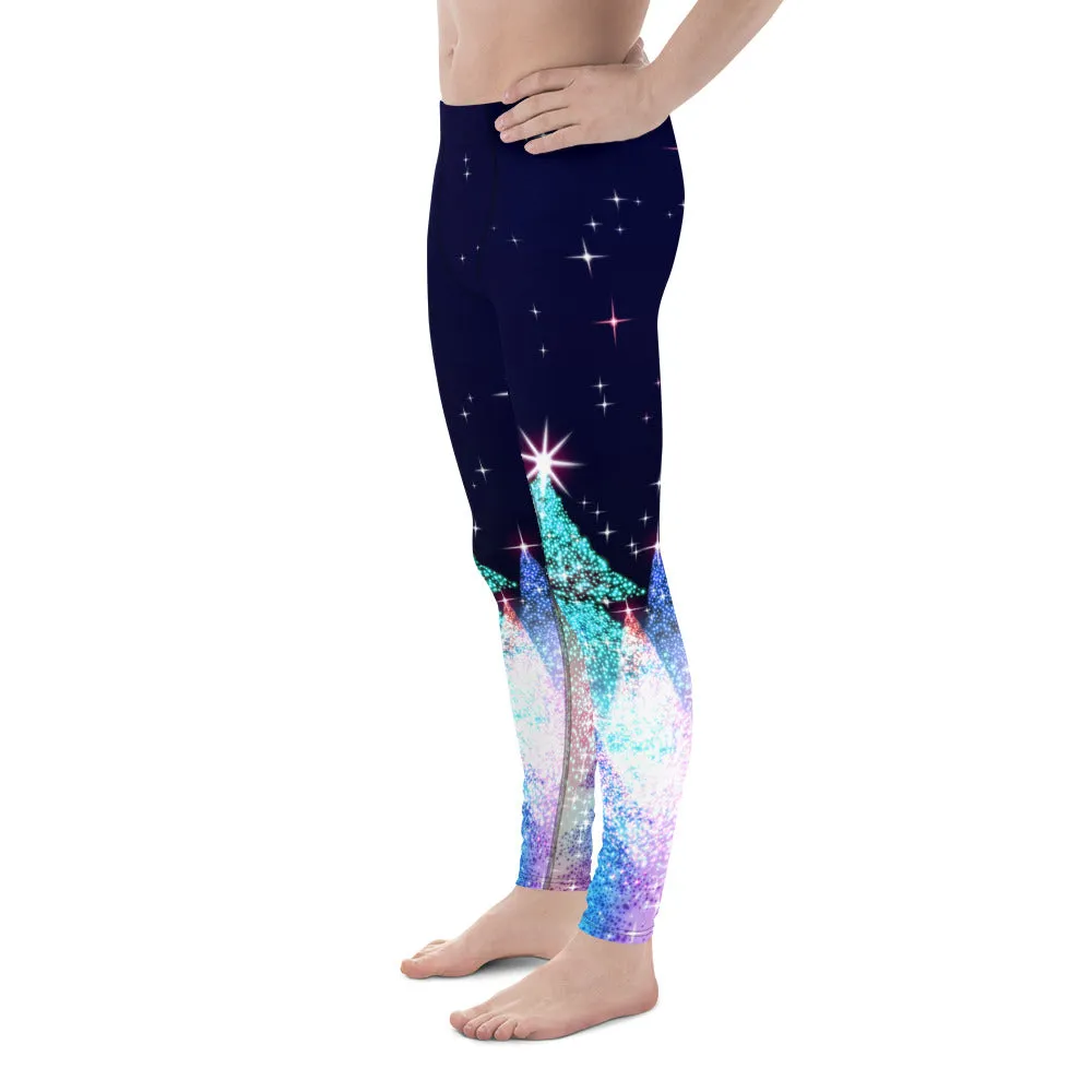 Shimmery Christmas Tree Print Men's Leggings