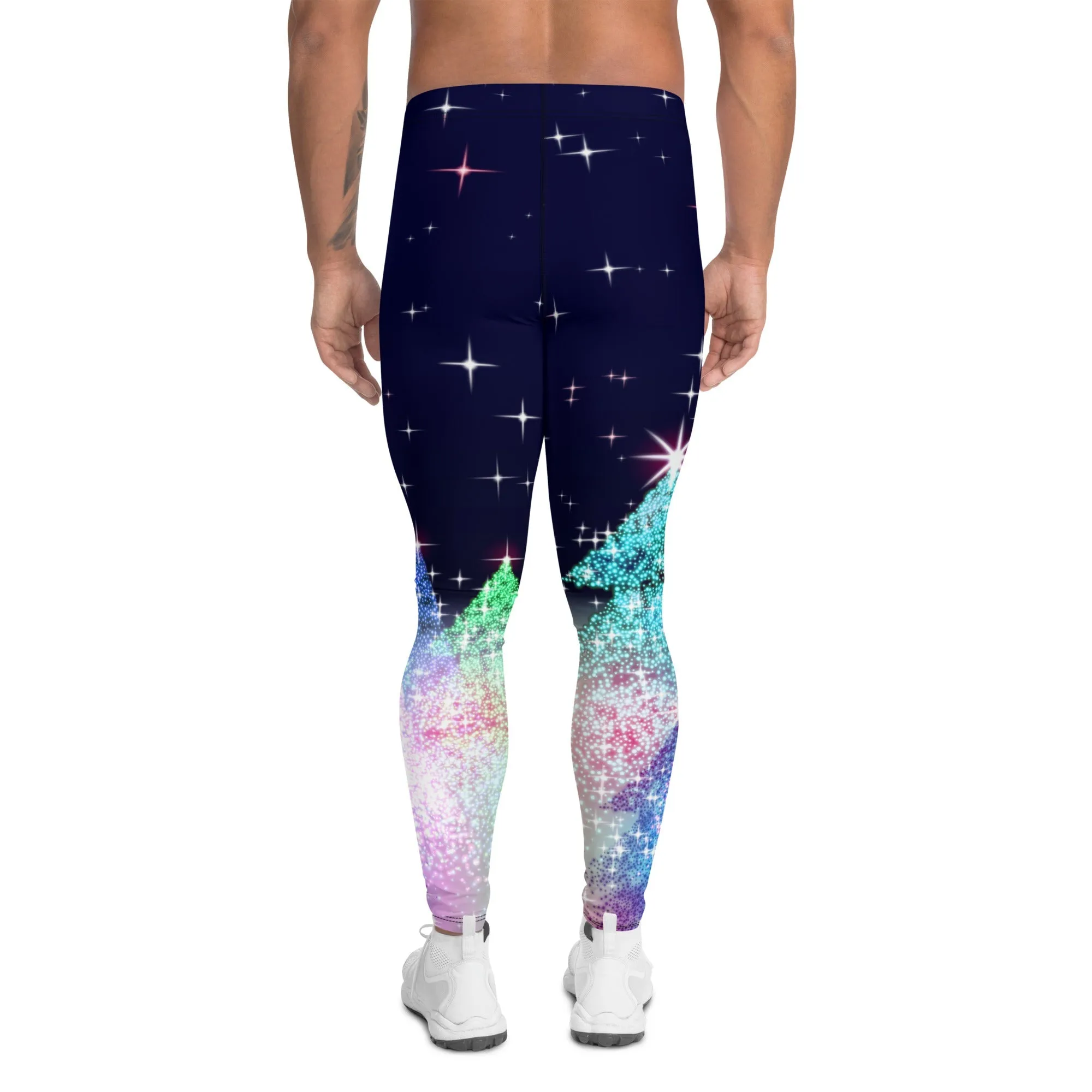 Shimmery Christmas Tree Print Men's Leggings