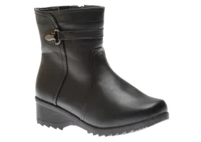 Side Zipper Ice Grip Black Vegan Leather Winter Boot