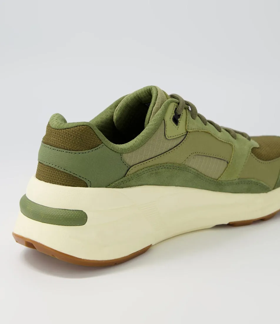 SKECHERS Global Jogger Olive Leather Sneakers