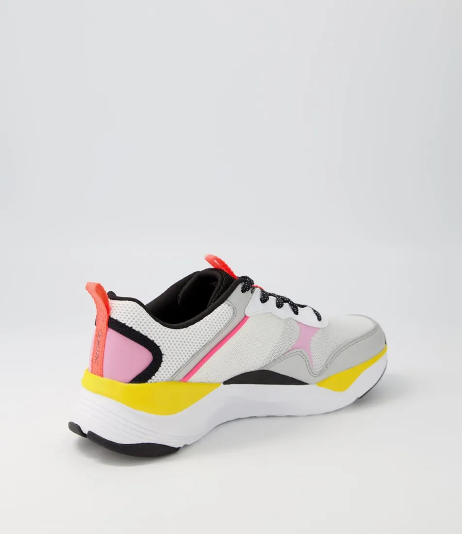 SKECHERS Mira White Multi Mesh Leather Sneakers