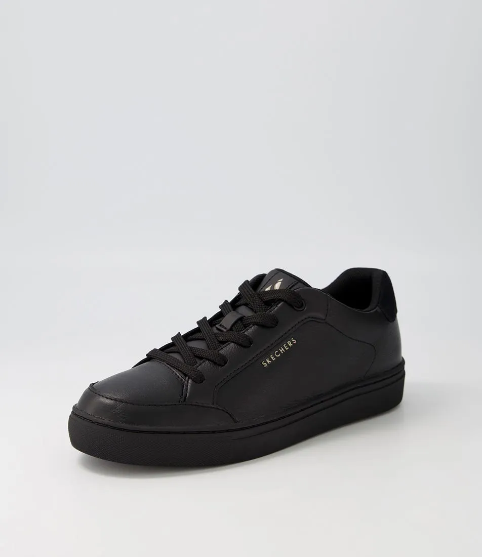 SKECHERS Side Street Black Leather Synthetic Sneakers