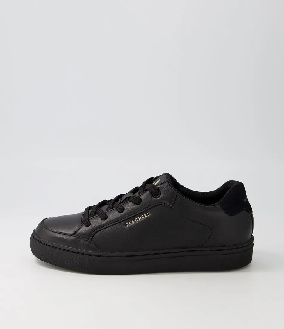 SKECHERS Side Street Black Leather Synthetic Sneakers