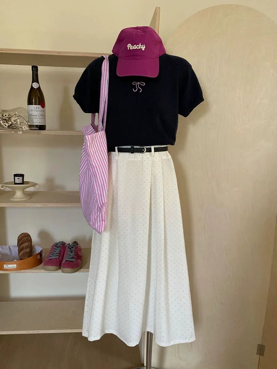 Sparkling Gypsophila Hot Diamond Pleated Suit Long Skirt Women's Spring and Summer High Waist Slim A-Line Versatile Temperament 