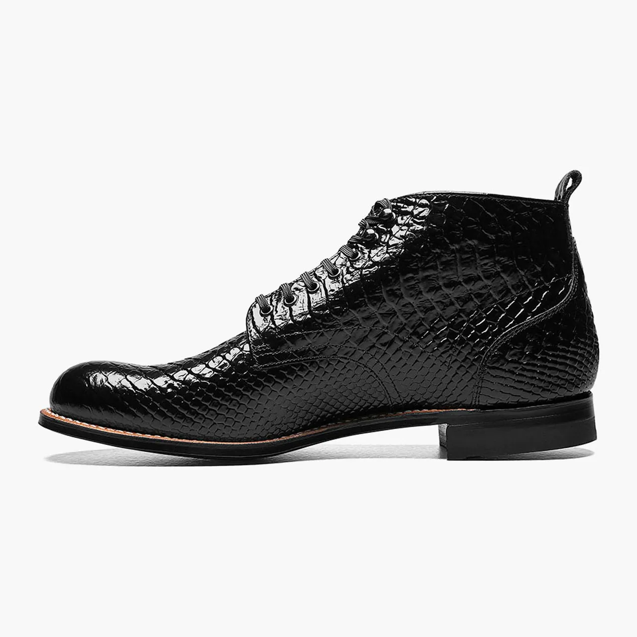 Stacy Adams Men's Madison Anaconda Plain Toe Boot - Black