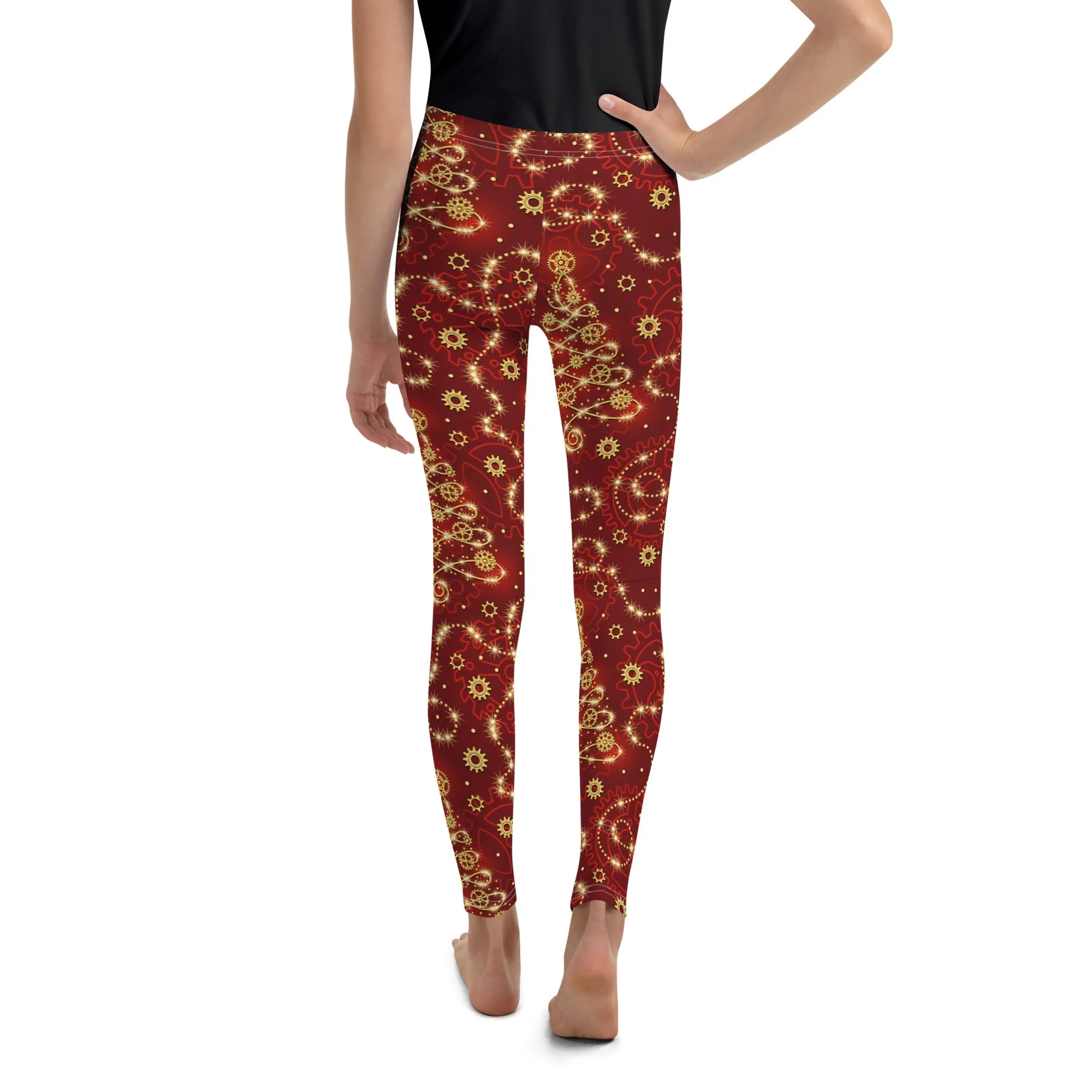 Steampunk Christmas Youth Leggings