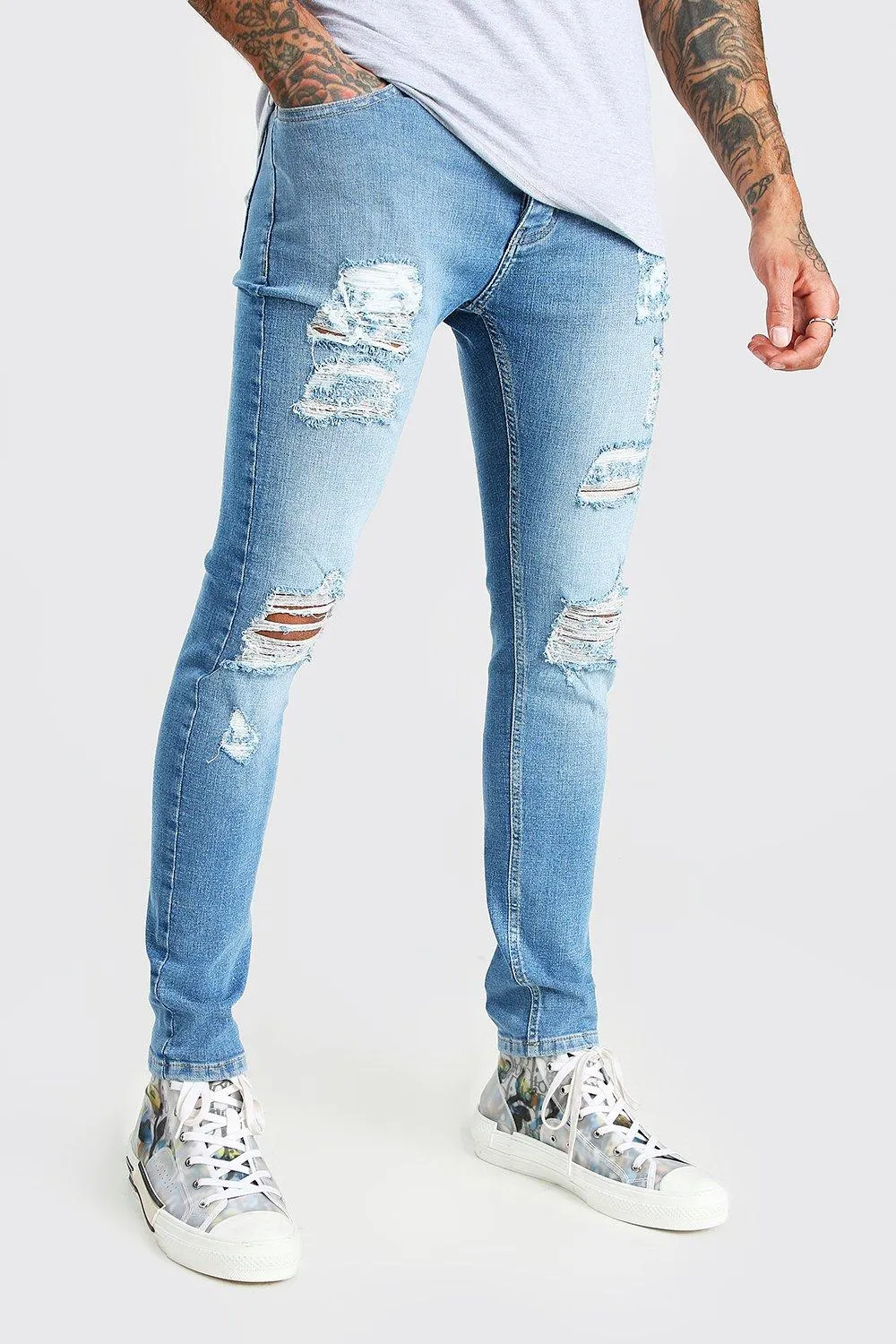 Super Skinny All Over Rip Jeans