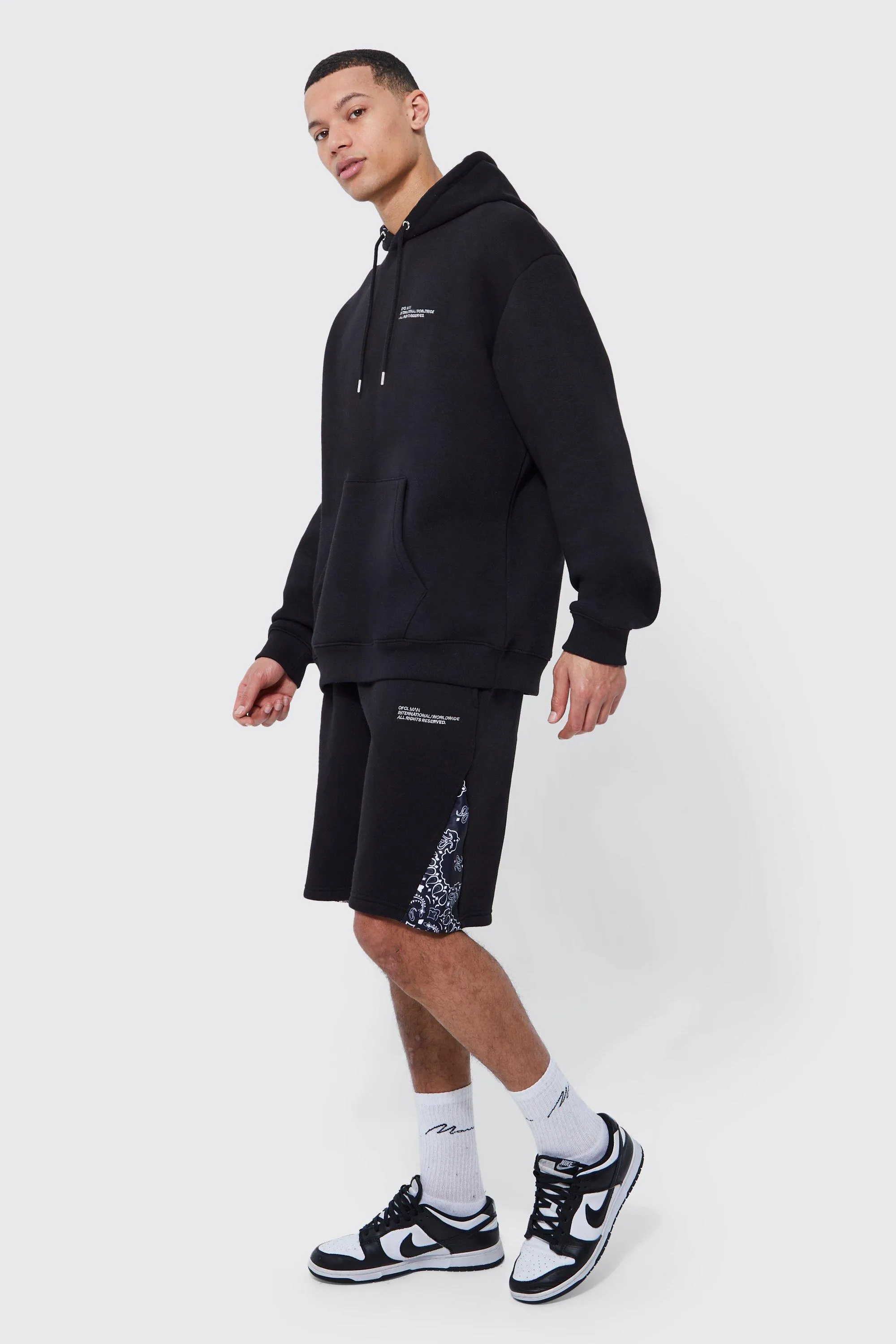 Tall Bandana Gusset Short Hooded Tracksuit | boohooMAN UK