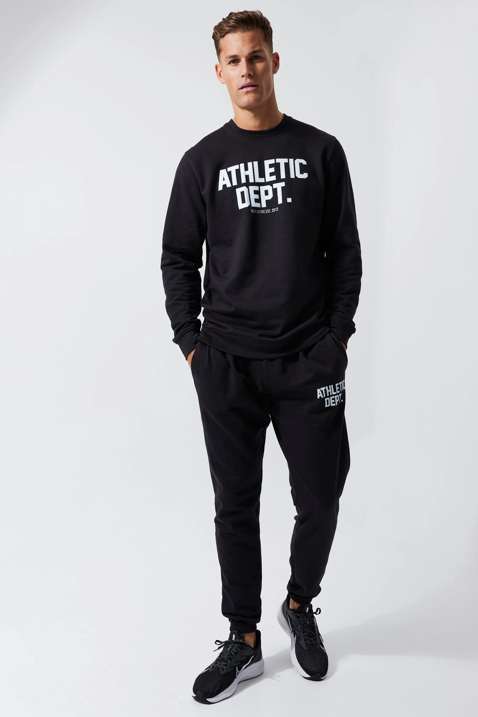 Tall Man Active Athletic Dept Sweat Tracksuit | boohooMAN UK