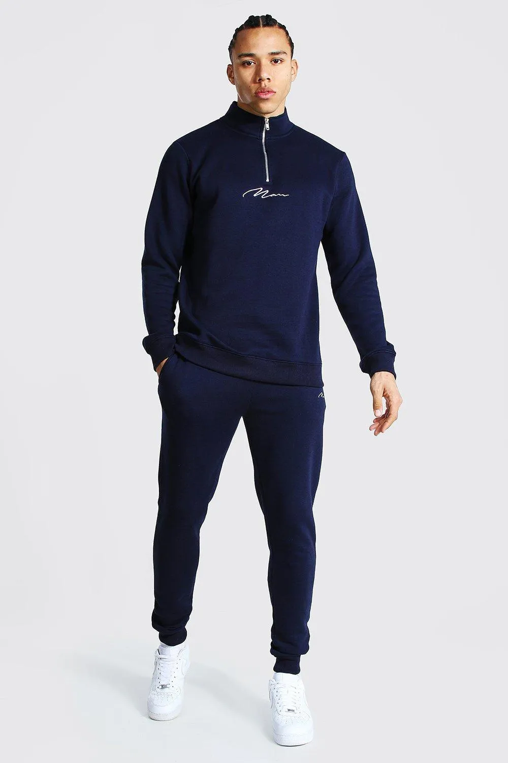 Tall Man Signature Half Zip Tracksuit | boohooMAN UK