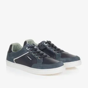 Teen Boys Blue Leather & Suede Trainers