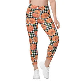 Thanksgiving Pumpkins Crossover Leggings With Pockets