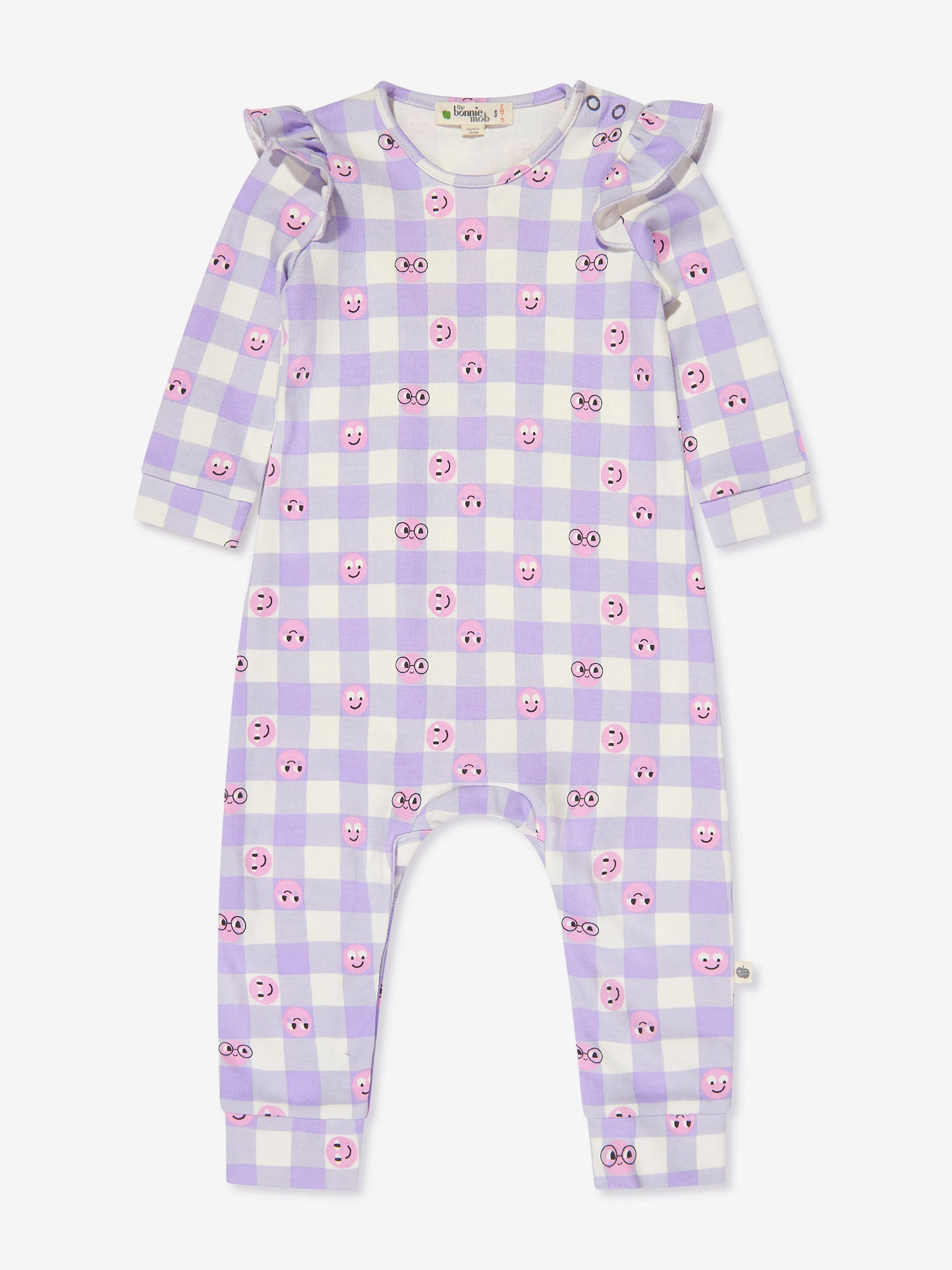 The Bonnie Mob Baby Girls Cherrydrop Frill Romper in Purple