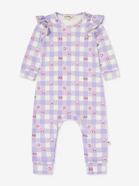 The Bonnie Mob Baby Girls Cherrydrop Frill Romper in Purple