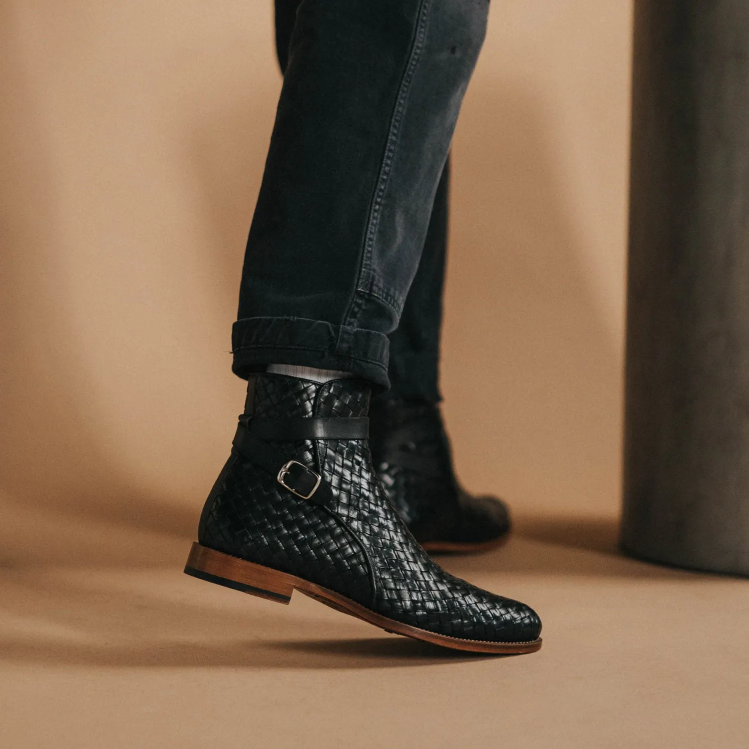 The Dylan Jodhpur Boot in Black Woven