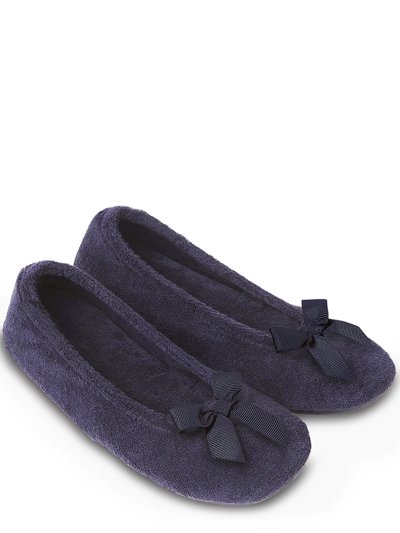 TOTES Isotoner Terry Ballerina Slipper -Navy