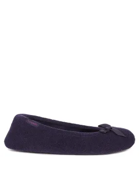 TOTES Isotoner Terry Ballerina Slipper -Navy