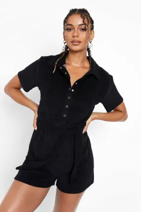 Towelling Belted Beach Romper