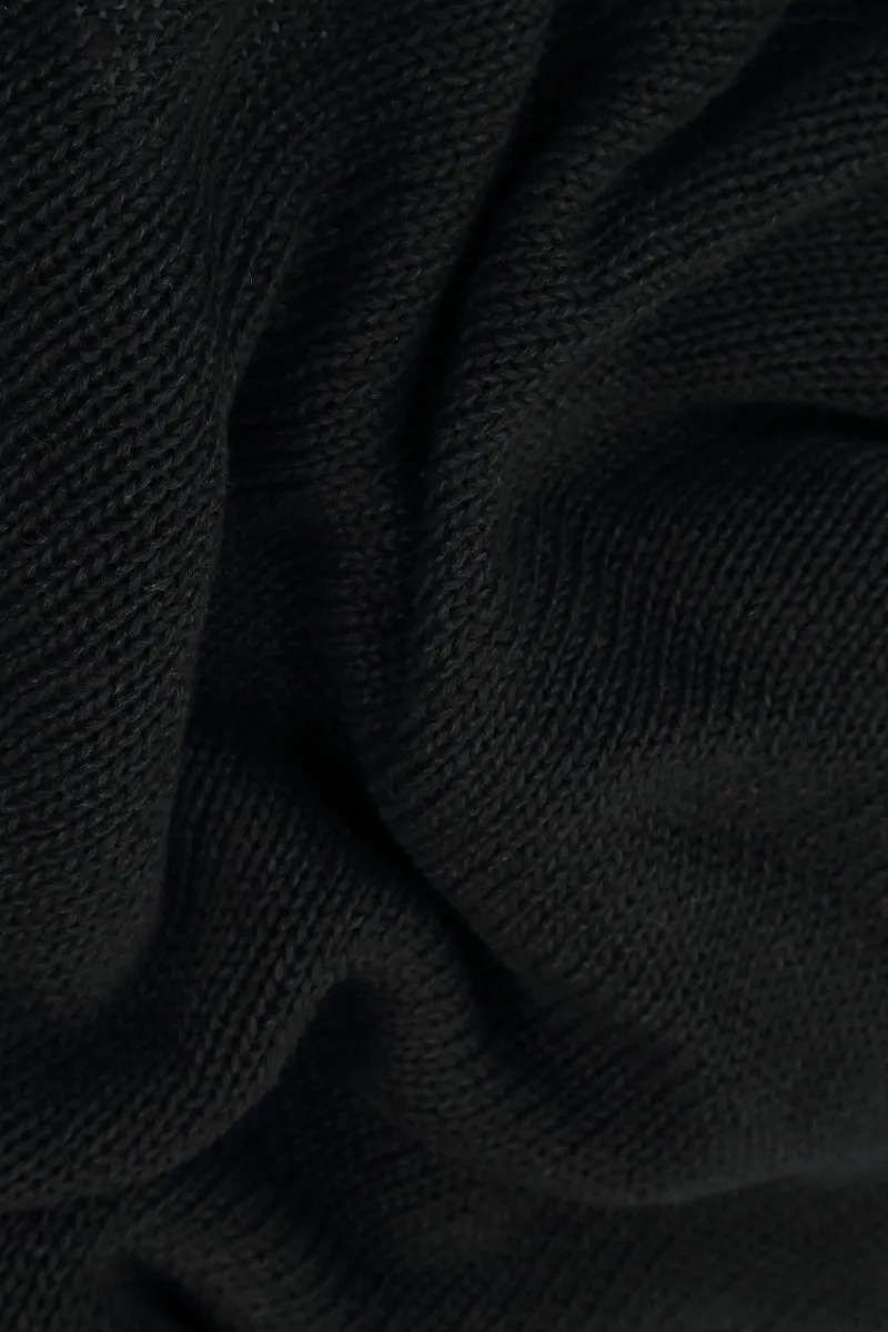 Two Pockets Black Linen Jumper