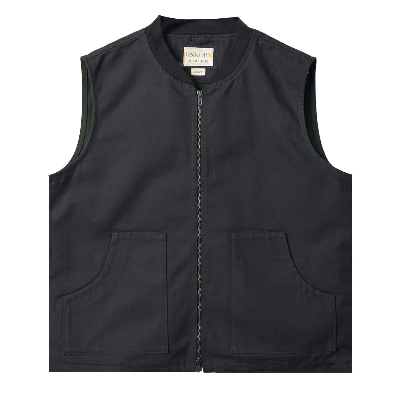 Uskees 3029 Canvas Vest With Patch Pockets Charcoal