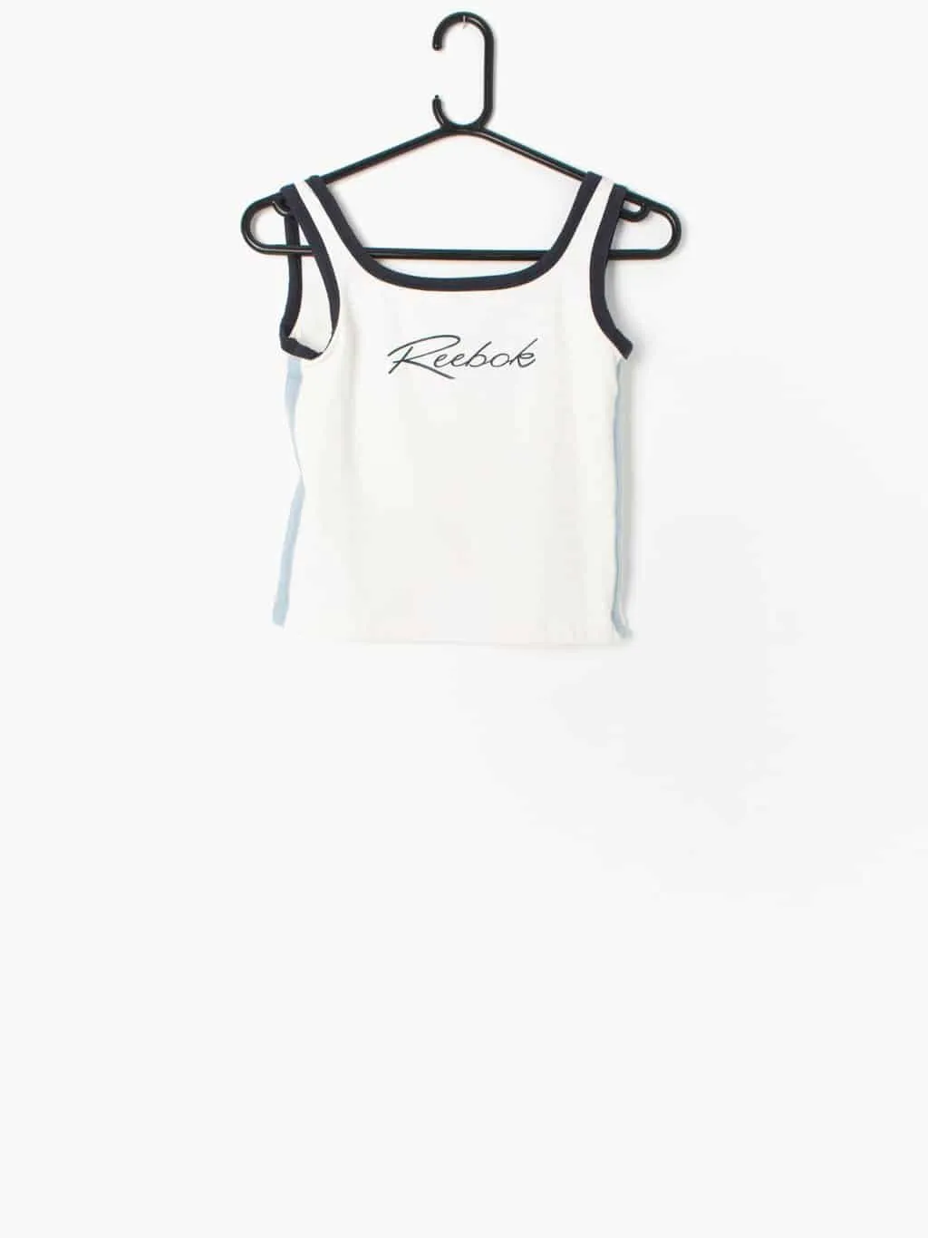 Vintage Reebok sports crop top retro gym top in cotton with spellout logo – Small