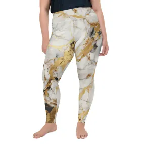 White & Gold Marble Plus Size Leggings