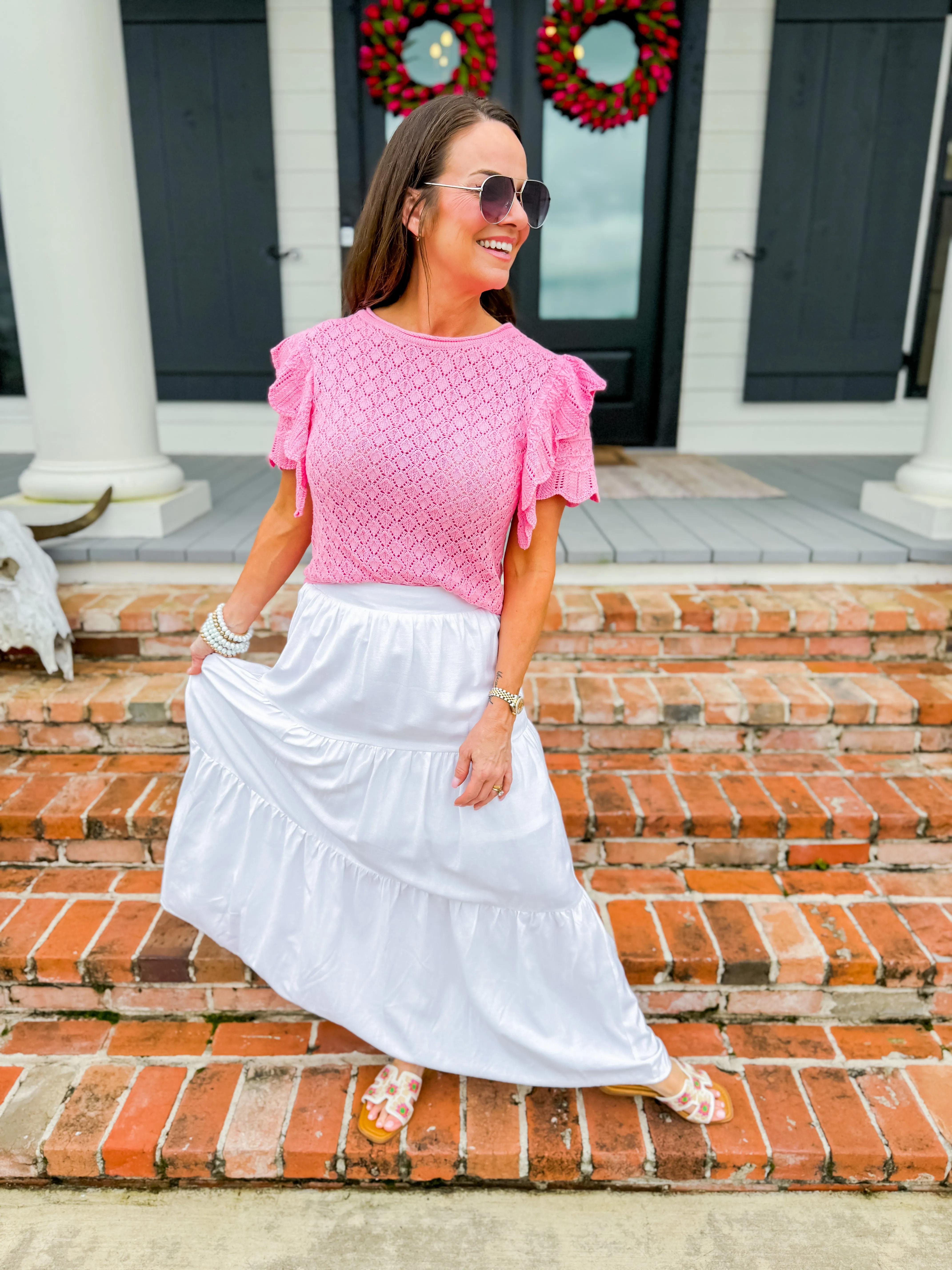 White Tiered Maxi Skirt