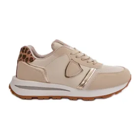 Women's Sneakers Made of Eco Leather Beige Velaniela