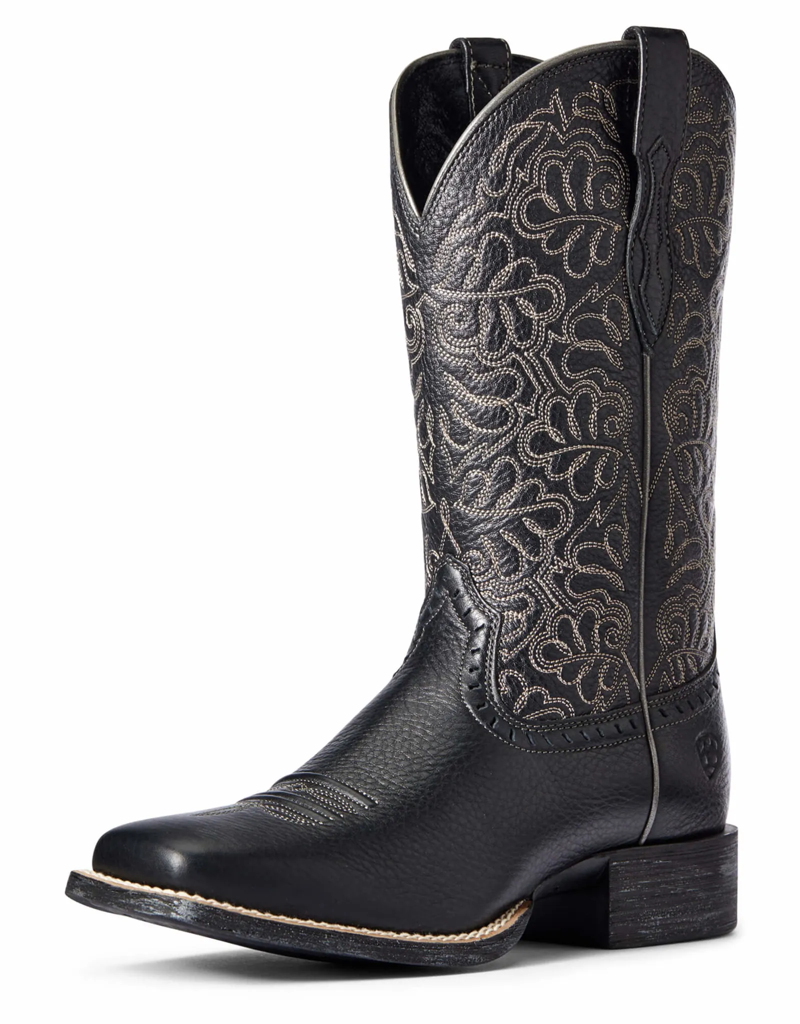 Womens Ariat Round Up Remuda Black Deertan Cowboy Boot