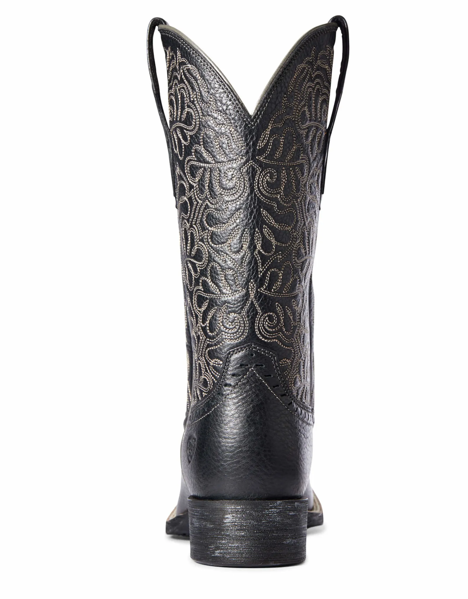 Womens Ariat Round Up Remuda Black Deertan Cowboy Boot