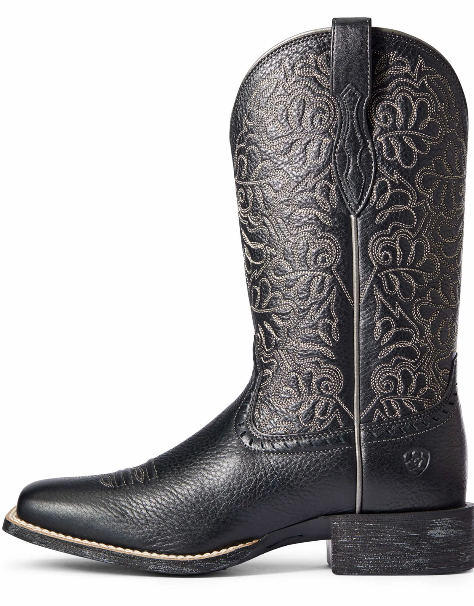 Womens Ariat Round Up Remuda Black Deertan Cowboy Boot