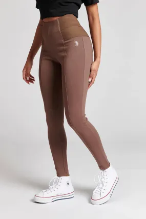 Womens Elasticated Waistband Leggings in Coffee Quartz