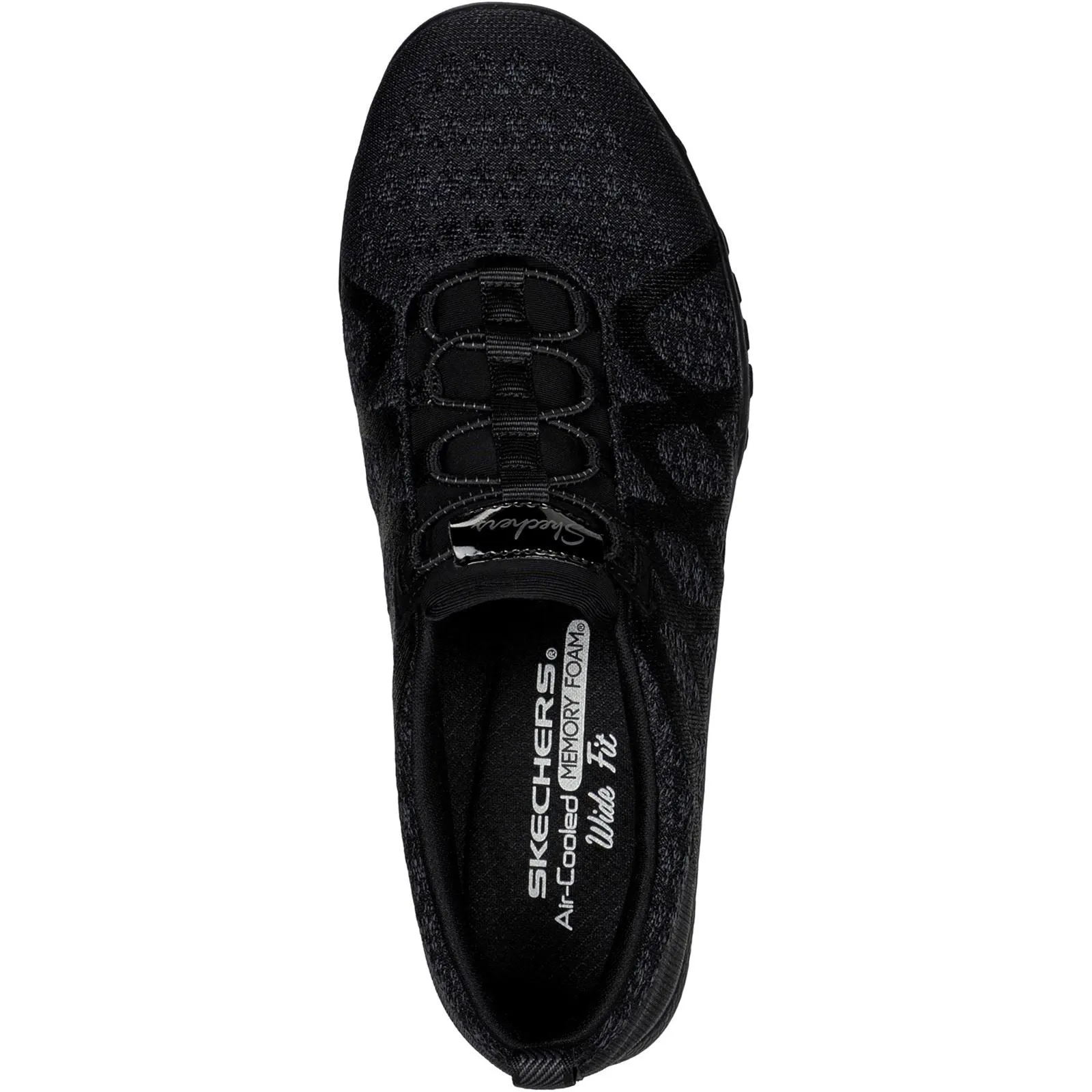 Women's Wide Fit Skechers 100301 Relaxed Fit Breathe Easy Infi Knity Sneakers - Black