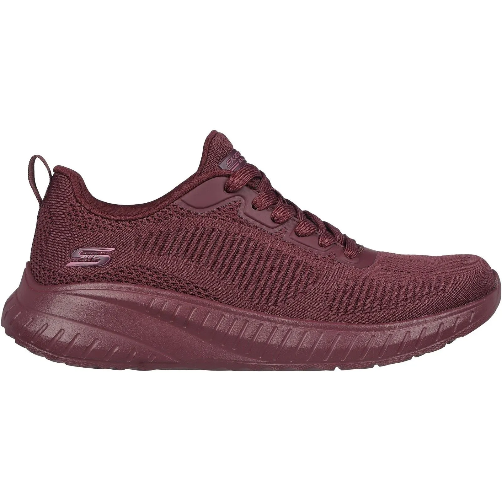 Women's Wide Fit Skechers 117209 Bob Squad Chaos Face Off Sneakers -Plum