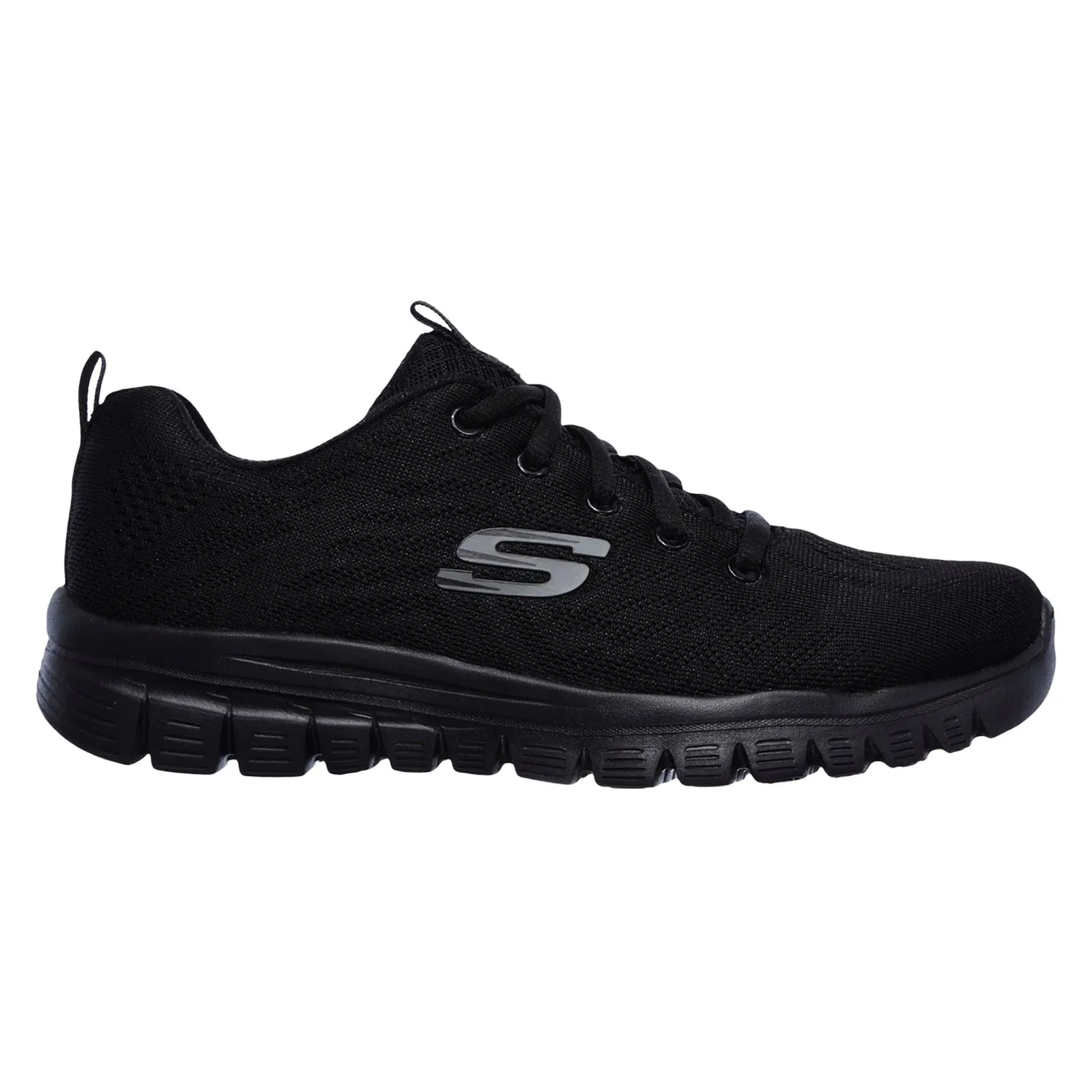 Women's Wide Fit Skechers 12615  Graceful Get Connected Sports Sneakers - Black