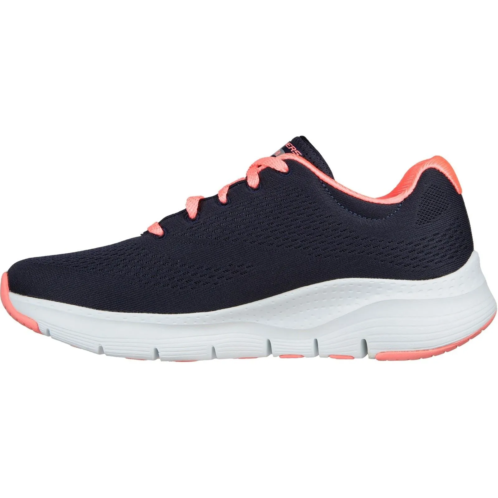 Women's Wide Fit Skechers 149057 Unny Outlook Sports Sneakers - Navy Mesh/Coral