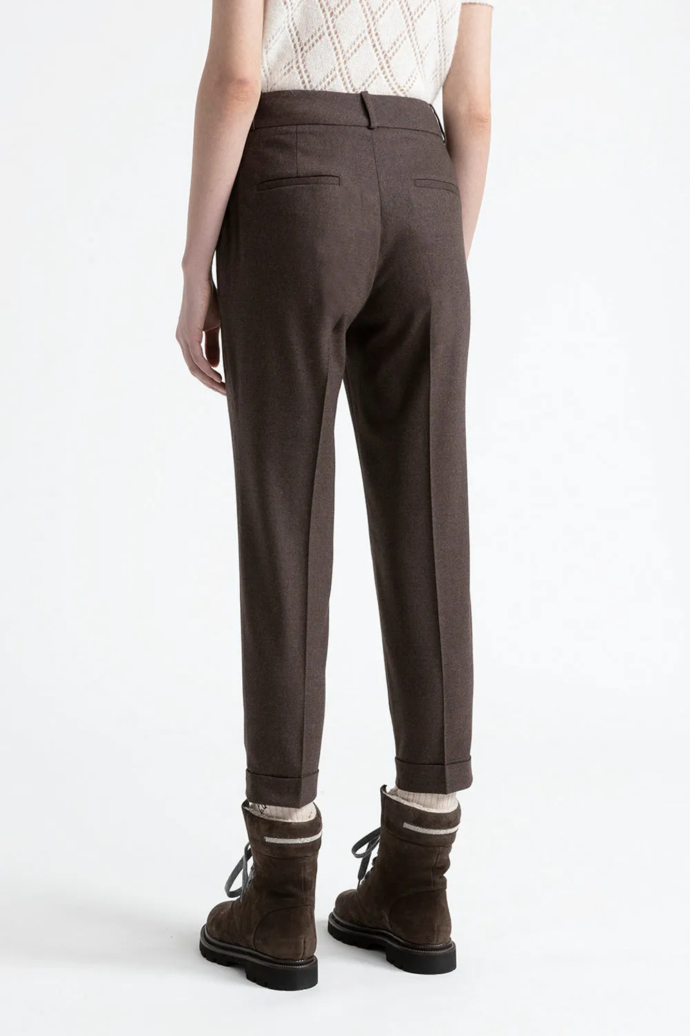 Wool and cashmere flannel trousers