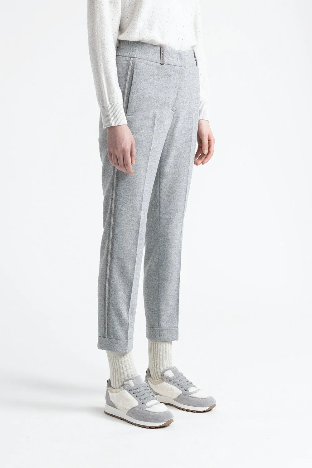 Wool and viscose cigarette trousers