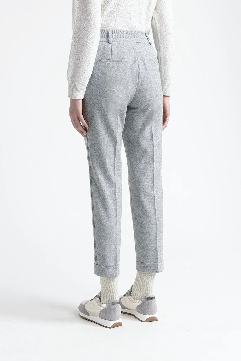 Wool and viscose cigarette trousers